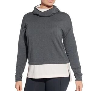 CALIA Effortless Mixed Media Hoodie Dark Heather Gray XS